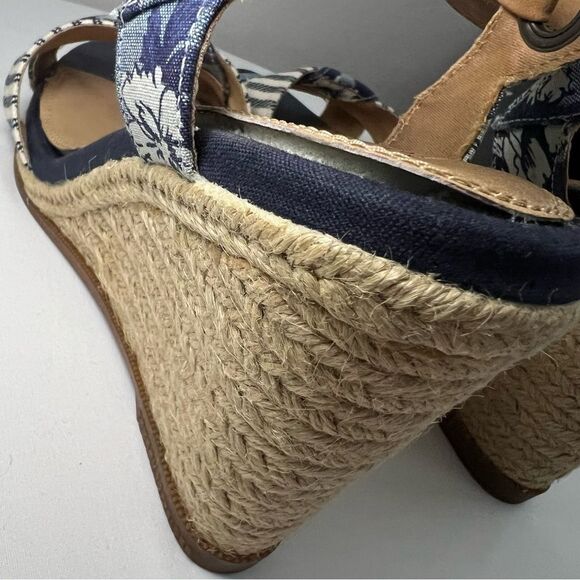 SPERRY‎ Saylor Wedge Sandals Women’s Sz 10 Blue Leather Espadrille Jute Preppy - Picture 12 of 15